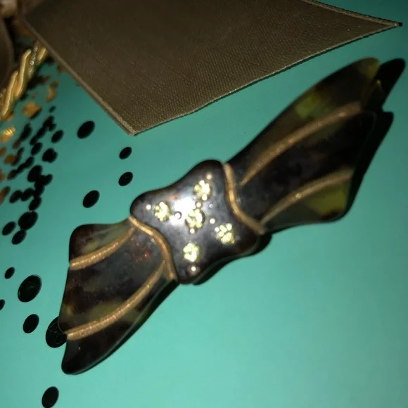 Vintage Brooch - Tortoise Shell Rhinestone Bow, 1950’s - Picture 2 of 8